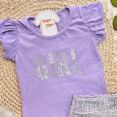 Conj. Blusa Girl e Short Tweed - Lilás